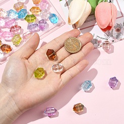 40個8色透明手作りランプワークビーズ  弾丸の形  多面カット  ミックスカラー  12x19.5x13.5mm  穴：1.6mm  5個/カラー&nbsp;LAMP-YW0004-37