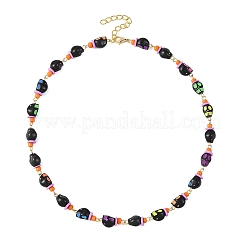 Halloween Skull Acrylic Beaded Necklaces&nbsp;NJEW-JN06531