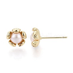 Brass & Natural Pearl Stud Earrings&nbsp;PEAR-N020-WX15