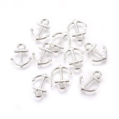 合金ペンダント  カドミウムフリー＆鉛フリー  アンカー  プラチナ  19x15x2mm  穴：3mm&nbsp;PALLOY-2493-P-LF