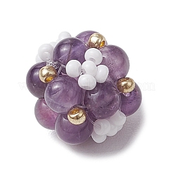 Natural Amethyst & Glass Seed Cluster Beads&nbsp;PALLOY-MZ00591-03
