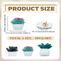 鉢植え用合金プッシュピン9個  レジンカボション画鋲  ミックスカラー  25.5~28x21.5~24.5x10~11.5mm&nbsp;AJEW-LP0010-83