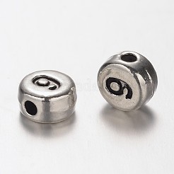 フラットラウンドアンティークシルバートーン合金番号ビーズ  NUM。9  7x4mm  穴：1.2mm&nbsp;PALLOY-K194-09AS