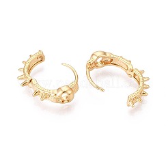 真鍮製フープピアス  スカル  ニッケルフリー  18KGP本金メッキ  15.5x5.5mm  ピン：1mm&nbsp;EJEW-T048-20G
