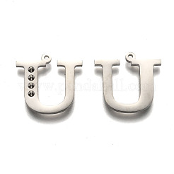 Tarnish Resistant 304 Stainless Steel Letter Pendant Rhinestone Settings&nbsp;STAS-Y006-61P-U