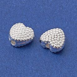 合金のスペーサービーズ  長持ちメッキ  ハート  銀  7x7.5x3mm  穴：1.2mm&nbsp;FIND-B029-43S
