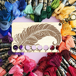 8ポジション木製刺繍糸収納トレイ  レーザーカット糸スプールオーガナイザーホルダー  スイベルクラスプ付き  羽  100x60x3mm  穴：10mm&nbsp;TOOL-WH0056-023
