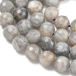 天然石ラブラドライトビーズ連売り  ファセット（128ファセット）  ラウンド  8mm  穴：1.2mm  約46個/連  15.04インチ（38.2cm）&nbsp;G-L642-F07-8mm