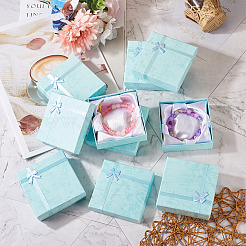 厚紙のブレスレットボックス  ブレスレット＆バングル  正方形  淡いターコイズ  9.2x9.2x2.8cm&nbsp;CBOX-TAC0003-01C