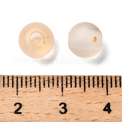 つや消し透明なアクリルビーズ  ラウンド  金箔とグリッター付き  グラデーションカラー  桃パフ  8x7.5mm  穴：2mm&nbsp;X1-OACR-F013-13E