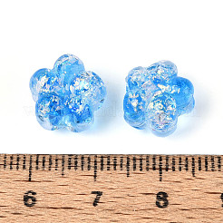 手作りのホイルランプワークビーズ連売り  花  ドジャーブルー  10.5~11x11~12x8~9mm  穴：1~1.2mm  約40個/連  16.54~16.73''（42~42.5センチメートル）&nbsp;FOIL-T008-06E