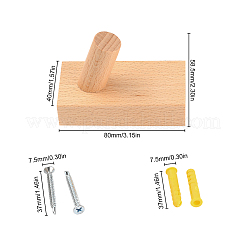木製ハンガーフック  鉄ネジとプラスチックプラグアクセサリー付き  ナバホホワイト  80x40x58.5mm  穴：9x19.5mm&nbsp;AJEW-WH0182-93B