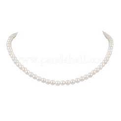 6MM White Round Shell Pearl Beaded Necklaces&nbsp;NJEW-JN05701