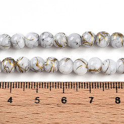 ペイントガラスビーズを焼く  ドローベンチスタイル  ラウンド  ホワイトスモーク  6~6.5mm  穴：1mm&nbsp;X1-DGLA-N003-6mm-B01
