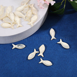 ナチュラルシェルペンダント20個  魚の形をしたチャーム  貝殻色  24x10.5x4mm  穴：1mm&nbsp;SHEL-CO0001-01