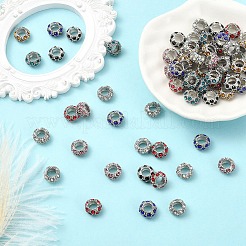 合金ラインストーンヨーロピアンビーズ10個  大穴ビーズ  ロンデル  トパーズ  11x6mm  穴：5mm&nbsp;CPDL-YW0001-02A