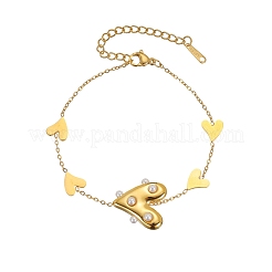 304 Stainless Steel & Plastic Pearl Link Bracelets&nbsp;WGC0E81-01