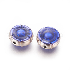 ライトゴールドメッキ合金エナメルビーズ  花  ブルー  10.5x4.5mm  穴：1.2mm&nbsp;LS-ENAM-L019-01G-AAA