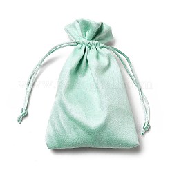 ベルベット布巾着バッグ  ジュエリーバッグ  クリスマスパーティーウェディングキャンディギフトバッグ  長方形  アクアマリン  15x10cm&nbsp;LS-TP-G001-01D-05
