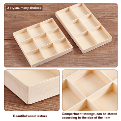 2スタイルの木製収納ボックス2個  ディスプレイボックス  6 & 9 コンパートメント  バリーウッド  129~170x100~129x16.5~17mm  1個/スタイル&nbsp;CON-PH0002-73