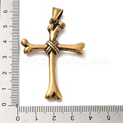304ステンレススチール製ビッグペンダント  骨の十字架のチャーム  アンティーク黄金  60x36x4mm  穴：9x5mm&nbsp;STAS-D091-06AG