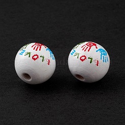 Printed Natural Wood European Beads&nbsp;LS-WOOD-C015-02