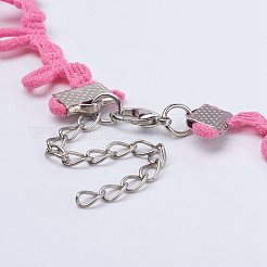 布地ゴシックチョーカーネックレス  鉄のパーツと  プラチナ  パールピンク  11.4インチ（29cm）&nbsp;NJEW-E085-29G