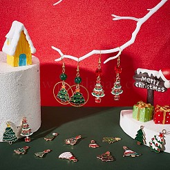 52本13スタイルアロイエナメルペンダント  クリスマスのために  クリスマスツリー  ライトゴールド  ミックスカラー  20~30x11~21.5x1~4mm  穴：1.5~2mm  4個/スタイル&nbsp;ENAM-SC0003-56