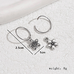 真鍮の花のフープピアス  バレンタインデーの贈り物  銀  25x10mm&nbsp;FK9101