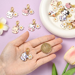 16Pcs 8 Style Alloy Enamel Pendant Decorations&nbsp;HJEW-YW00223