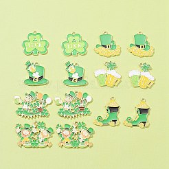14Pcs 7 Styles Saint Patrick's Day Alloy Enamel Pendants&nbsp;ENAM-FS0001-67