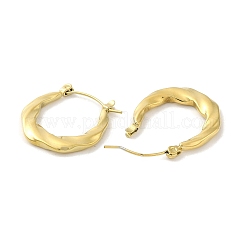 女性用304ステンレスフープピアス  ツイスト  14KGP本金メッキ  23x6mm&nbsp;EJEW-G364-02G