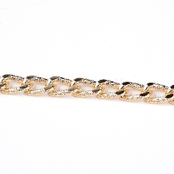 アルミカーブチェーン  溶接されていない  テクスチャ  ライトゴールド  リンク：12x7x3mm  3 M /袋&nbsp;CHA-WH0003-05LG