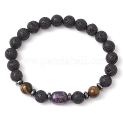 Natural Lava Rock Beads  Stretch Bracelets for Women Men&nbsp;BJEW-JB11323
