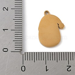 クリスマステーマ 304ステンレススチールエナメルペンダント  18KGP本金メッキ  サンタクロース  17x12.5x1.5mm  穴：1.5mm&nbsp;STAS-K312-04B-G