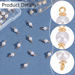 30Pcs ABS Plastic Imitation Pearl Round Connector Charms&nbsp;KK-WR0001-32