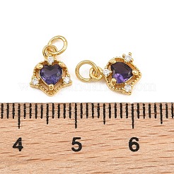 Brass Micro Pave Cubic Zirconia Charms&nbsp;KK-Q085-09G-02