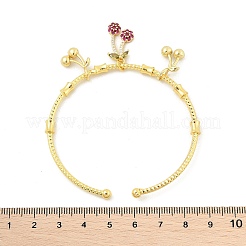 Brass Micro Pave Cubic Zirconia Fruit Charm Bangles for Women&nbsp;BJEW-Z089-01G-02