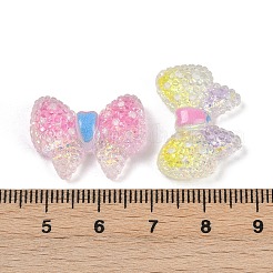 不透明樹脂の蝶結びカボション  ツートン  ミックスカラー  16.5x22.5x7.5mm&nbsp;RESI-R465-04