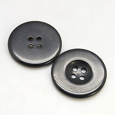 樹脂ボタン  染め  フラットラウンド  ブラック  22x3mm&nbsp;RESI-D033-22mm-02-1