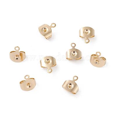 真鍮ピアスキャッチ  ニッケルフリー  ピアスバックキャッチ  カン付き  長持ちメッキ  14KGP本金メッキ  8.3x7x3.7mm  穴：0.8mm&nbsp;KK-P001-75G-A-1