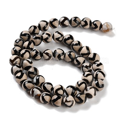 Natural Tibetan Wave Pattern dZi Agate Beads Strands&nbsp;G-B084-A02-02-1