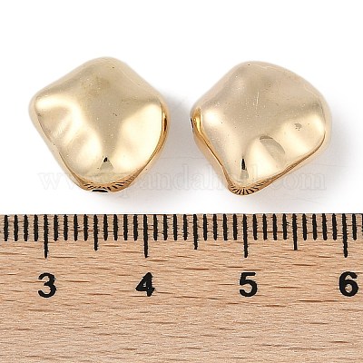 CCBプラスチックビーズ  ナゲット  ゴールド  14x14x7mm  穴：1.6mm&nbsp;ALUM-U001-04A-1