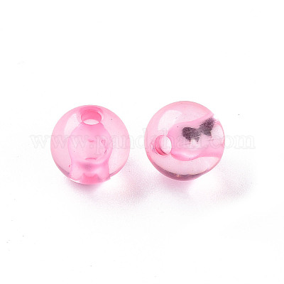 透明なアクリルビーズ  ラウンド  ショッキングピンク  8x7mm  穴：2mm  約1745個/500g&nbsp;MACR-S370-A8mm-704-1