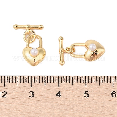 真鍮製マンテル  プラスチック付き  ロックハート  18KGP本金メッキ  13.5x8.5x6.5mm  バー：4x11x2.5mm&nbsp;KK-B111-04G-1