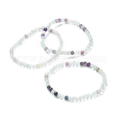 Natural Fluorite Beaded Stretch Bracelets&nbsp;BJEW-A117-A-38-1