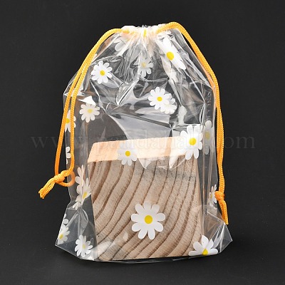 プラスチック製のつや消し巾着袋  長方形  花柄  20x16x0.02~0.2cm&nbsp;ABAG-M003-01A-06-1