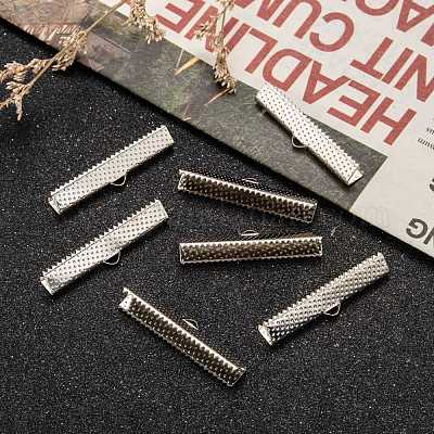 アイアン製カシメリボン止めエンドパーツ  プラチナ  8x35mm  穴：1mm&nbsp;E184Y-1