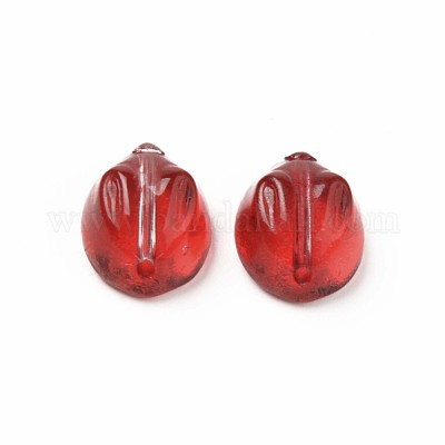 透明ガラスビーズ  兎  レッド  14x12x8mm  穴：1.4mm&nbsp;GLAA-Q092-06-D01-1