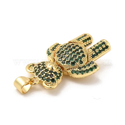 Brass Micro Pave Cubic Zirconia Pendants&nbsp;KK-E077-01G-01-1